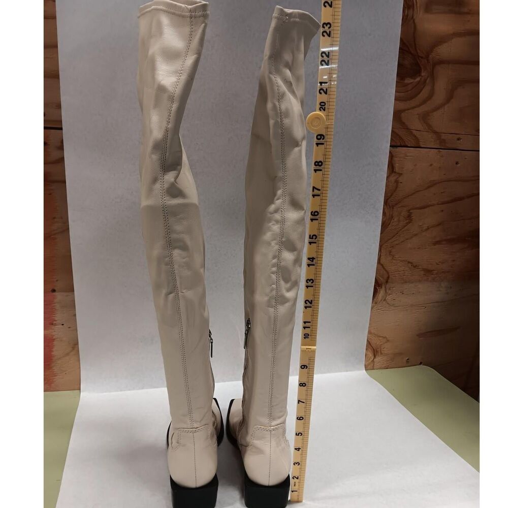Schutz Over the Knee Leather Boots Guily Eggshell Square Toe - Size 7.5 - Picture 12 of 13